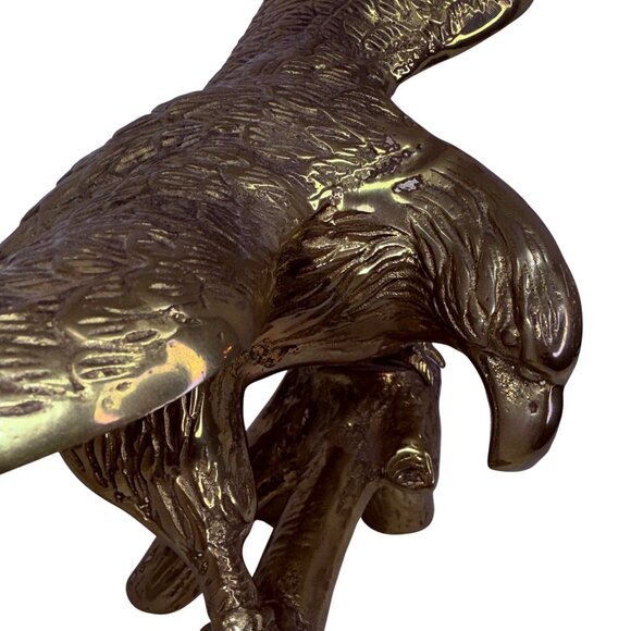 Vtg Solid Brass Eagle Sculpture 15.5" Tall Patriotic Statue Mid Century Decor - Picture 5 of 16